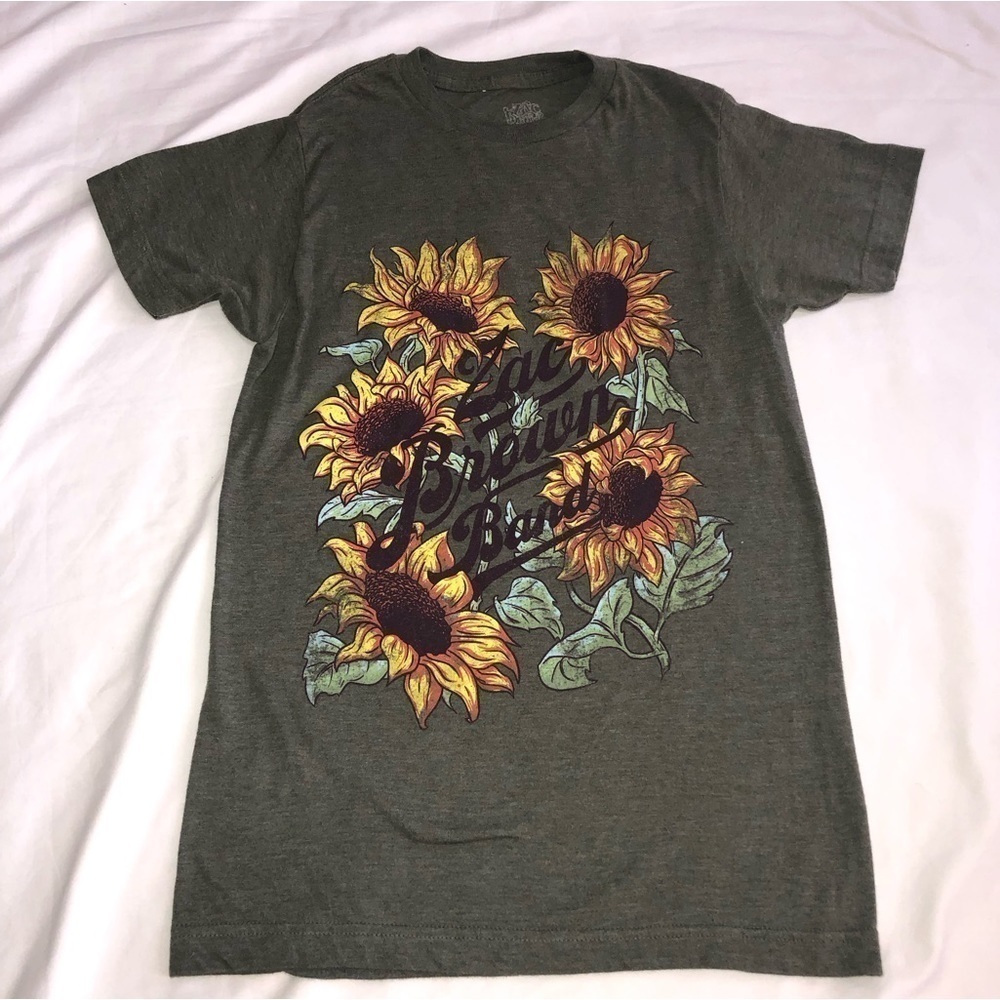 Zac Brown Band Sunflower T-Shirt Green Ladies Size XS Short Sleeves